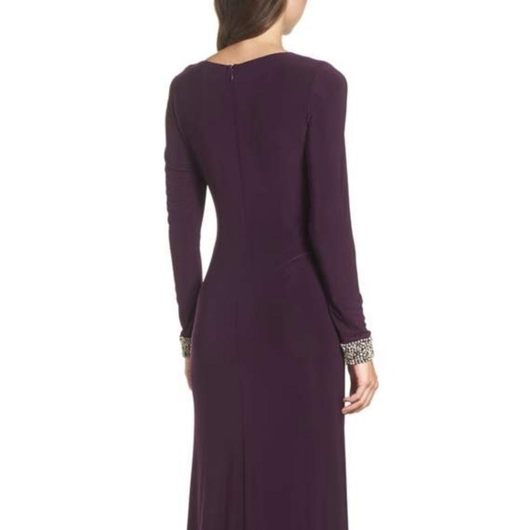 vince camuto beaded cuff ruched jersey dress